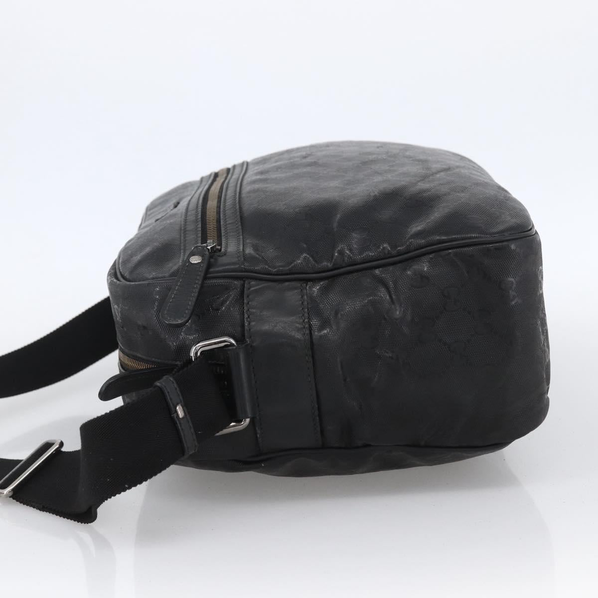 GUCCI GG Implementation Shoulder Bag PVC Black Silver 211107 Auth bs33520