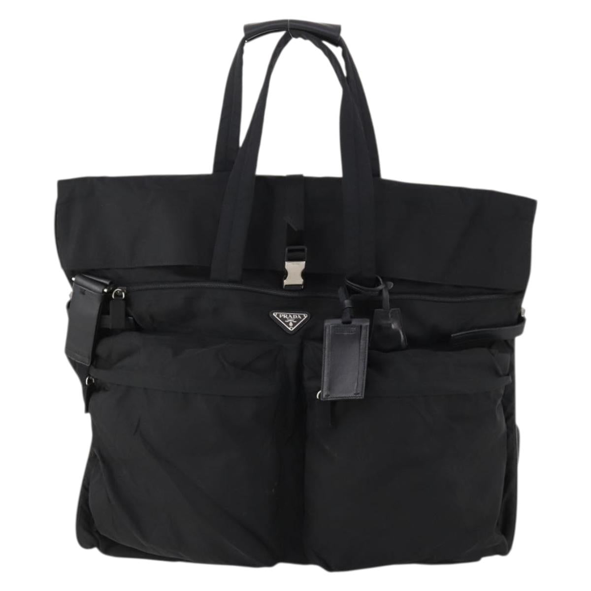 PRADA Garment Cover Nylon Black Silver Auth bs33522