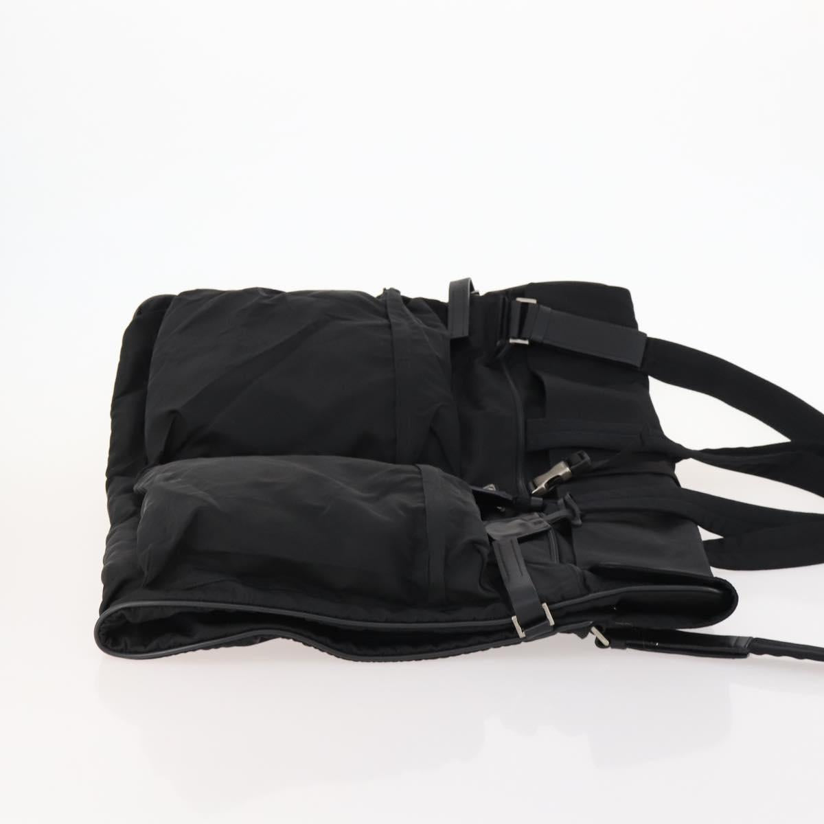 PRADA Garment Cover Nylon Black Silver Auth bs33522