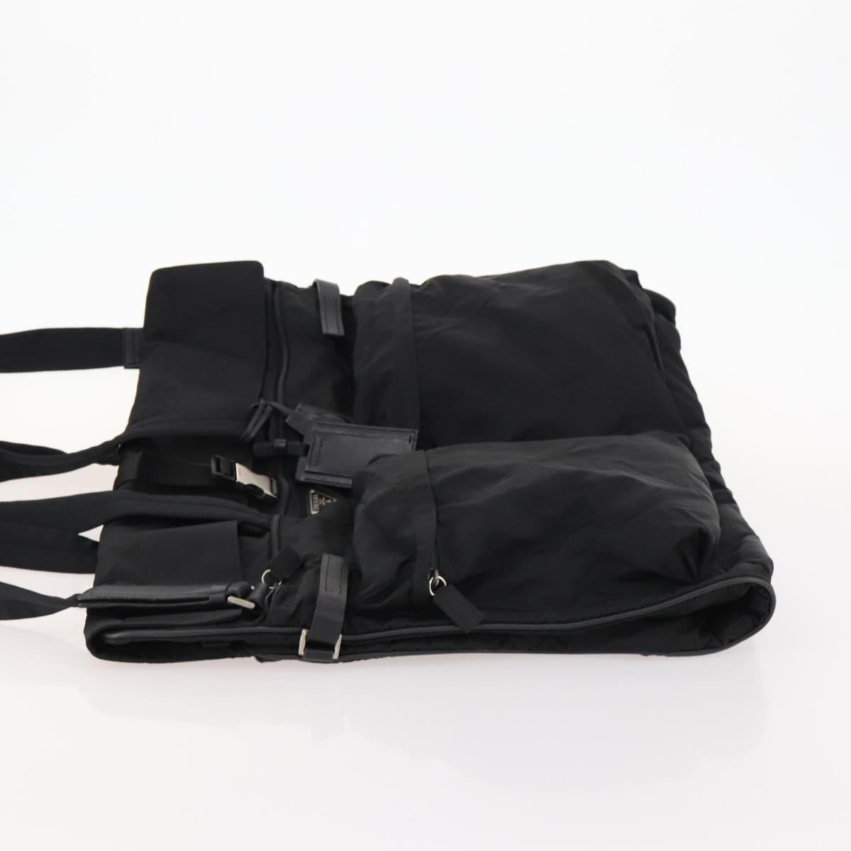 PRADA Garment Cover Nylon Black Silver Auth bs33522
