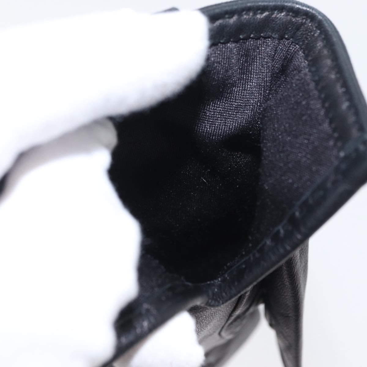 HERMES Gloves Leather Black Auth bs33528