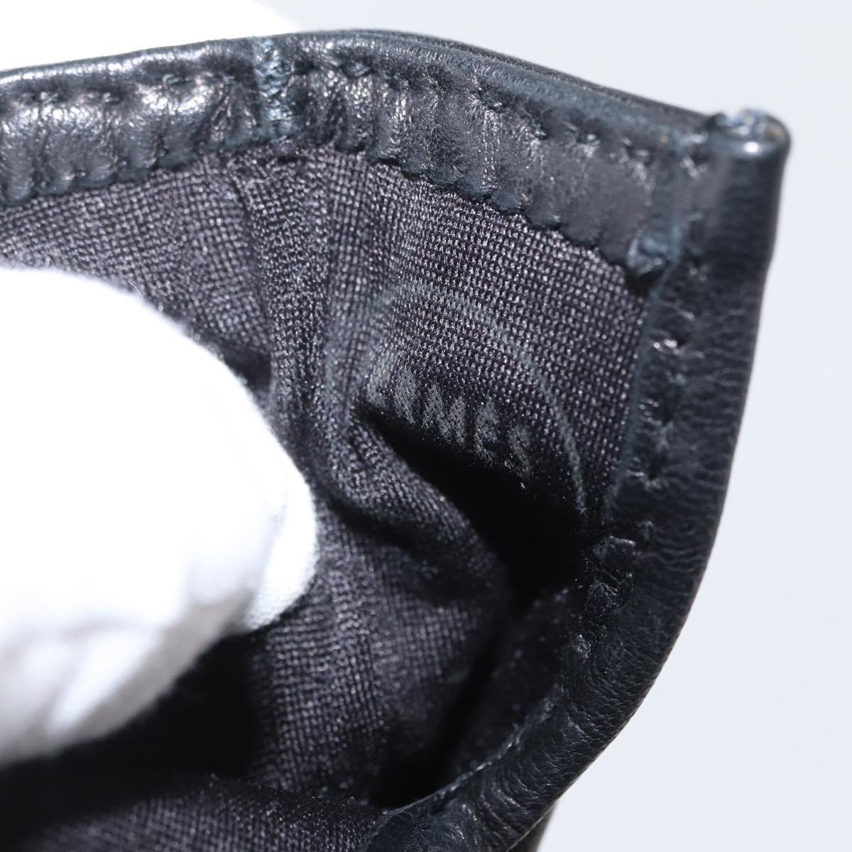 HERMES Gloves Leather Black Auth bs33528