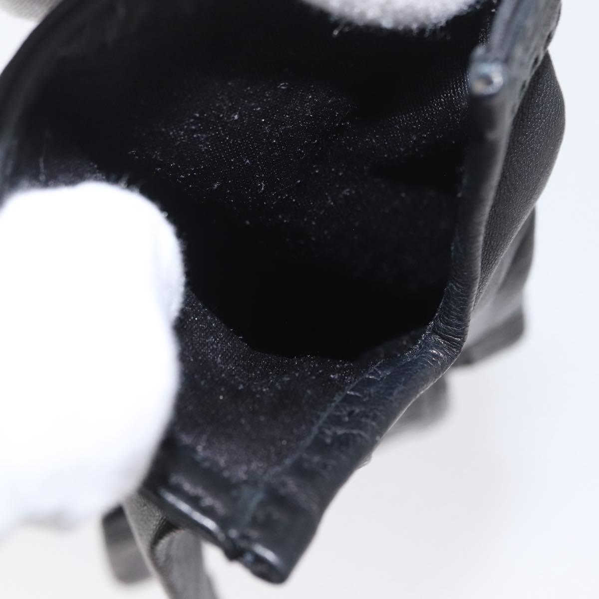 HERMES Gloves Leather Black Auth bs33528