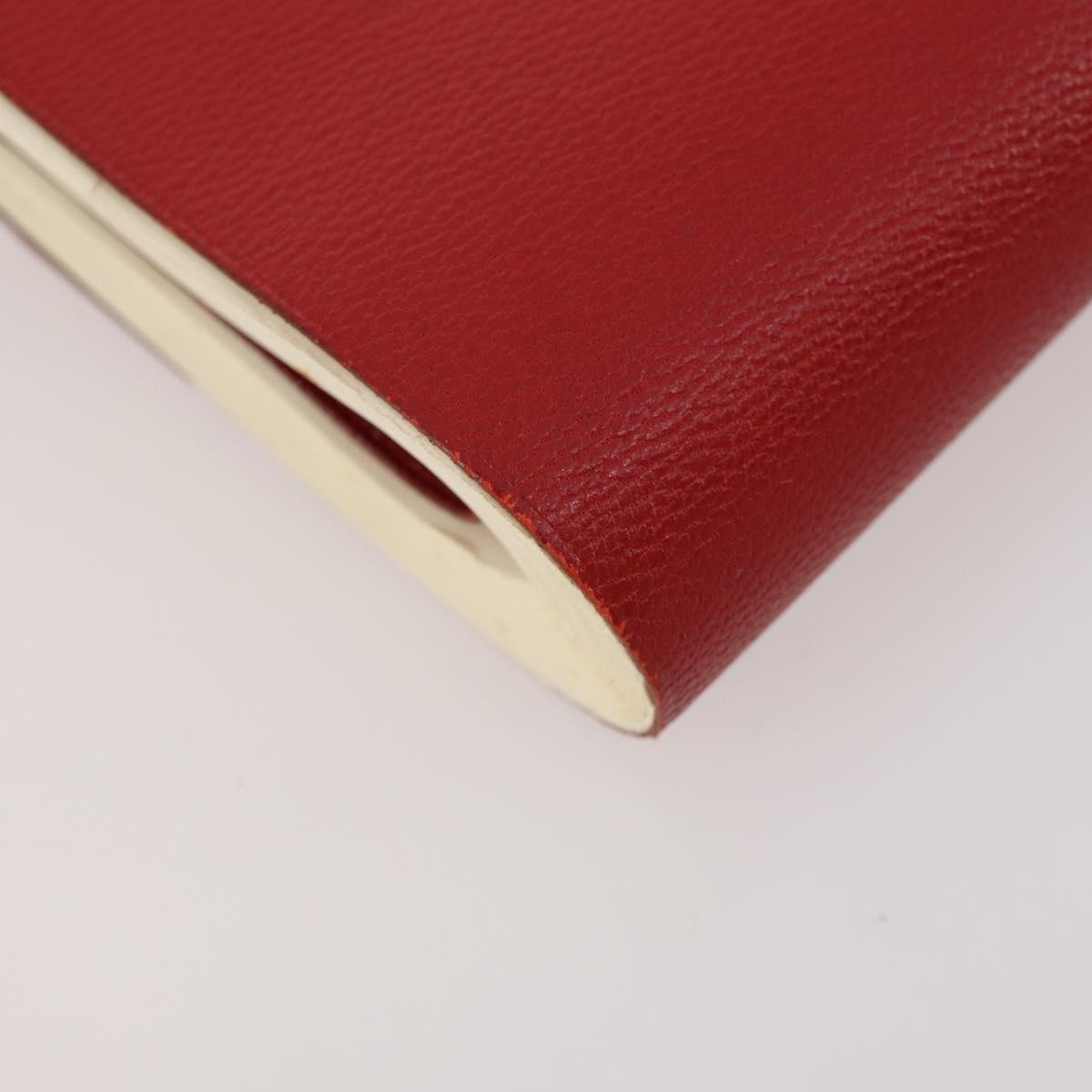 HERMES Day Planner Cover Leather Red Silver Auth bs33529