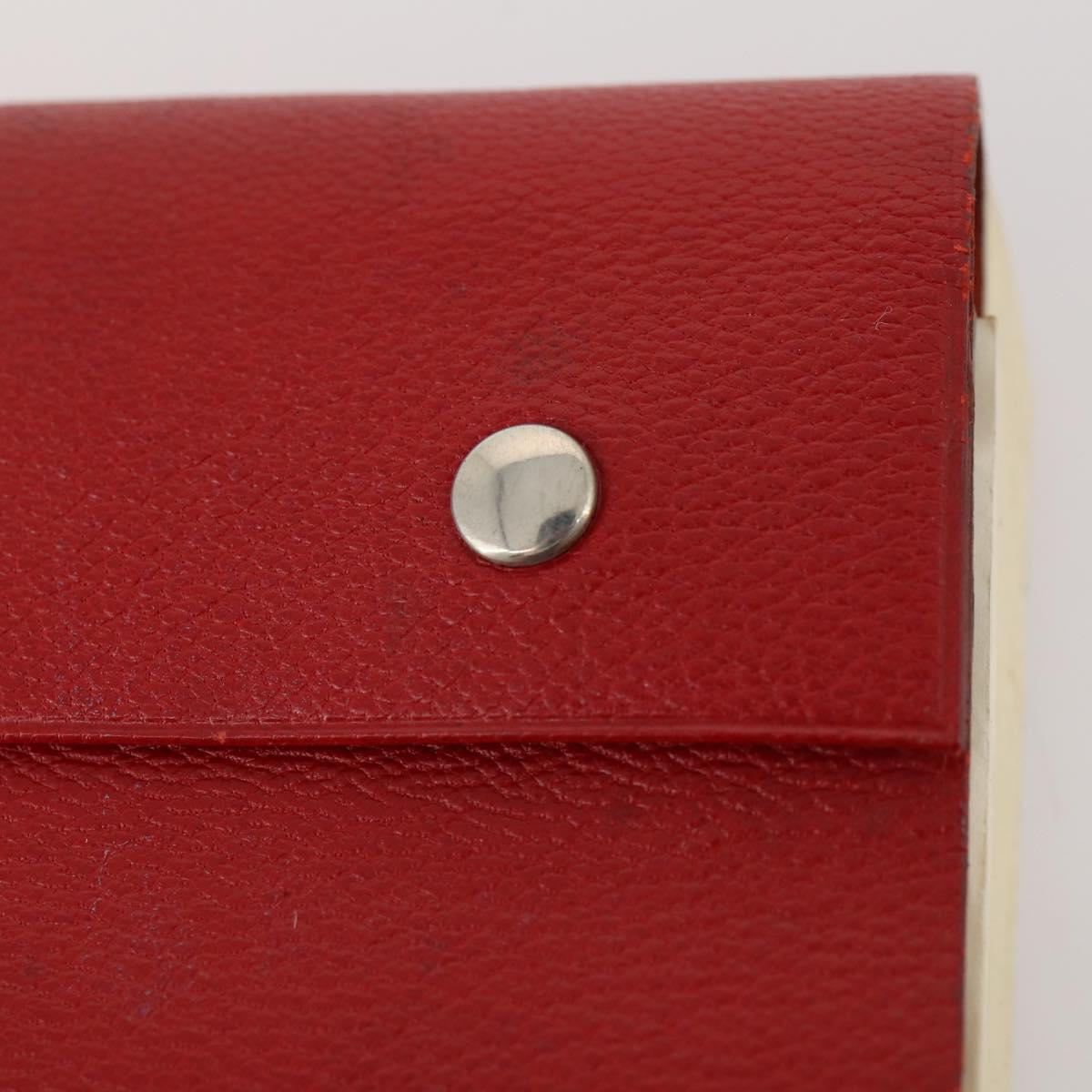HERMES Day Planner Cover Leather Red Silver Auth bs33529
