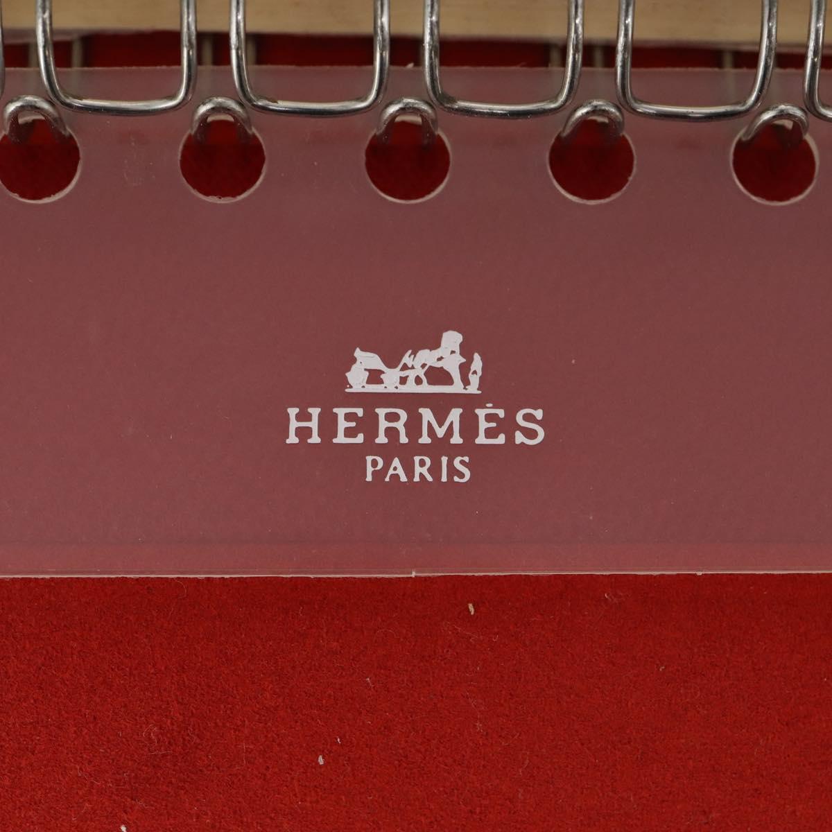 HERMES Day Planner Cover Leather Red Silver Auth bs33529