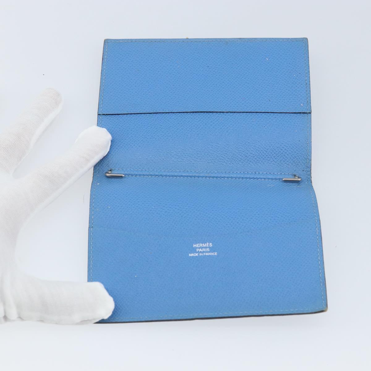 HERMES Day Planner Cover Leather Light Blue Auth bs33531