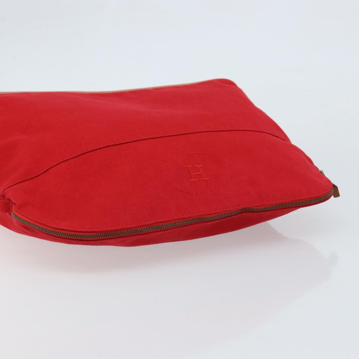 HERMES Bolide Pouch GM Canvas Red Auth bs33532