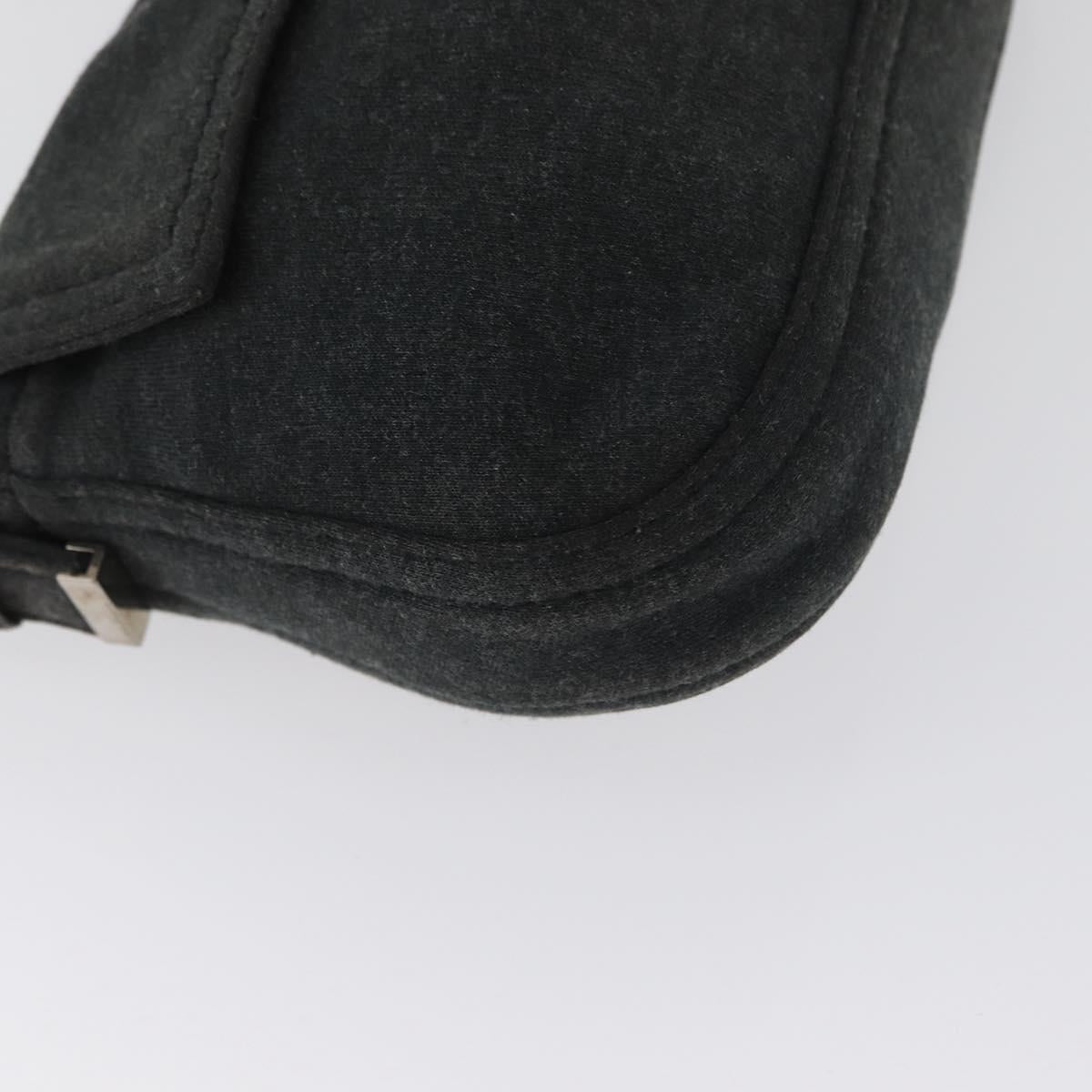 FENDI Mamma Baguette Hand Bag cotton Gray Silver Auth bs33536
