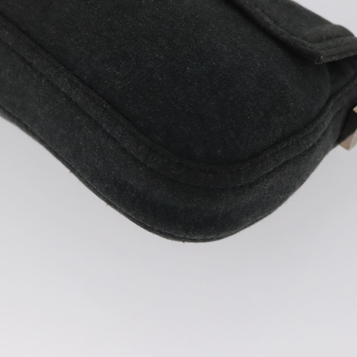 FENDI Mamma Baguette Hand Bag cotton Gray Silver Auth bs33536