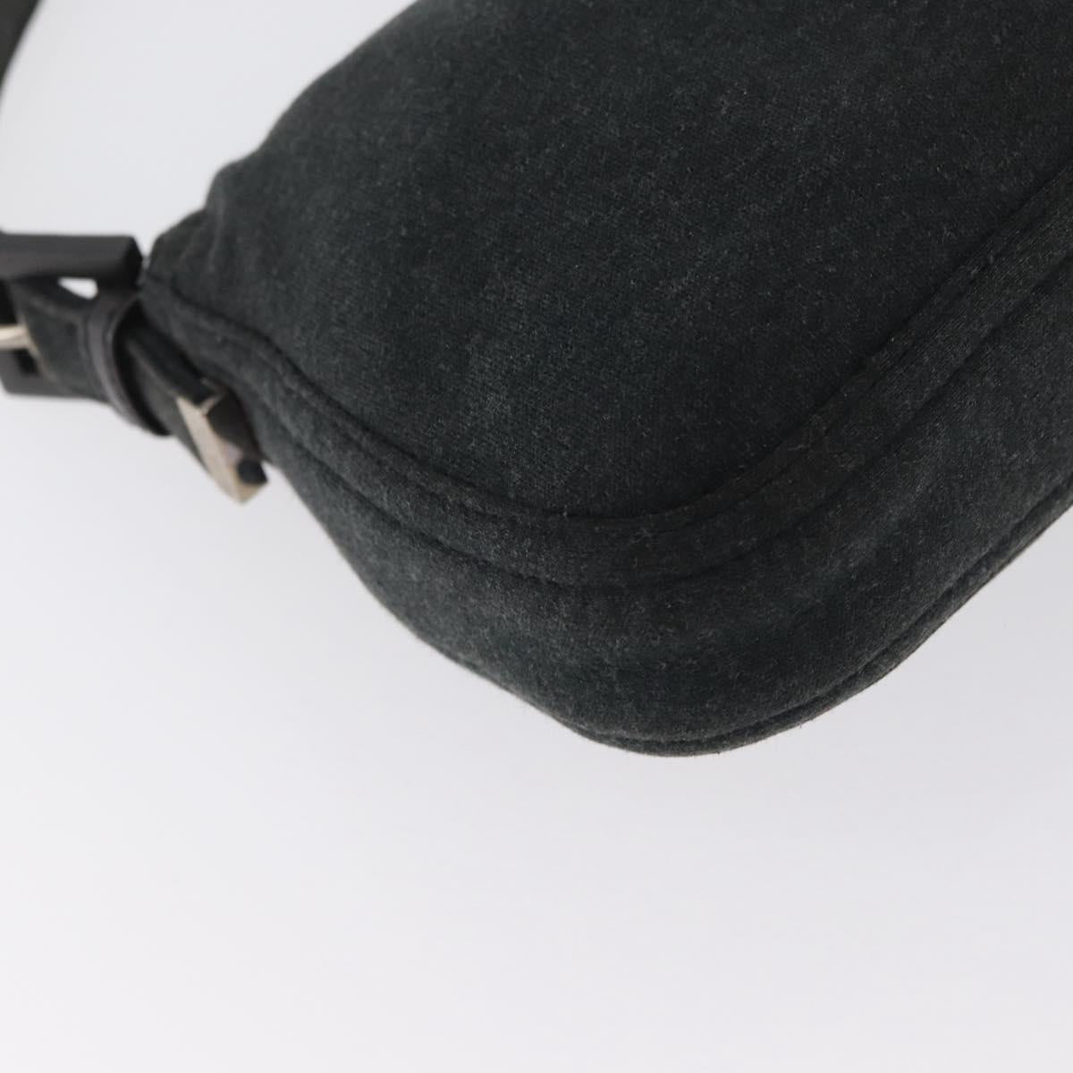 FENDI Mamma Baguette Hand Bag cotton Gray Silver Auth bs33536
