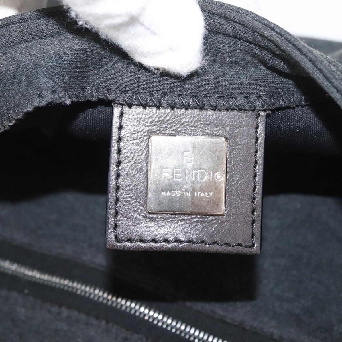 FENDI Mamma Baguette Hand Bag cotton Gray Silver Auth bs33536