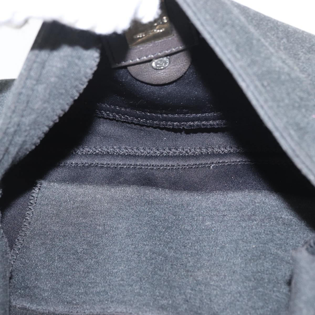 FENDI Mamma Baguette Hand Bag cotton Gray Silver Auth bs33536