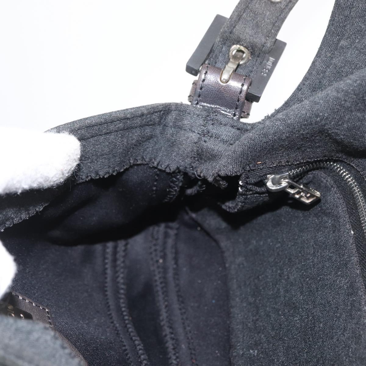 FENDI Mamma Baguette Hand Bag cotton Gray Silver Auth bs33536