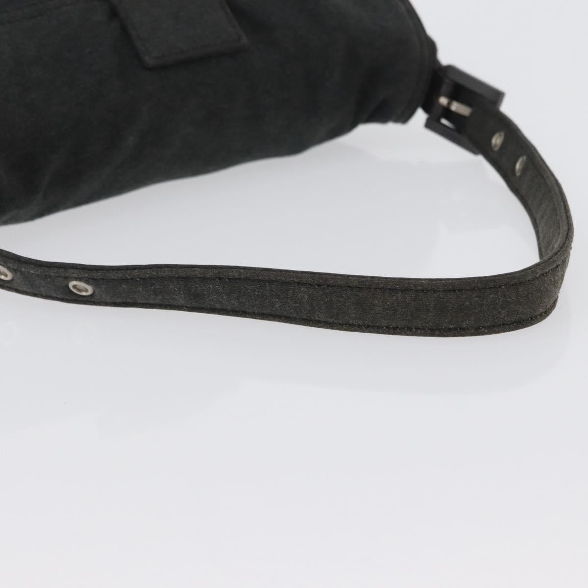 FENDI Mamma Baguette Hand Bag cotton Gray Silver Auth bs33536