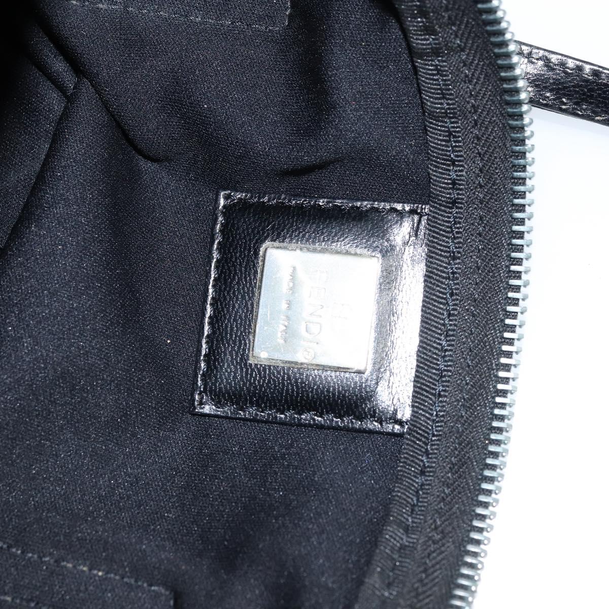 FENDI Hand Bag Nylon Black Silver Auth bs33538