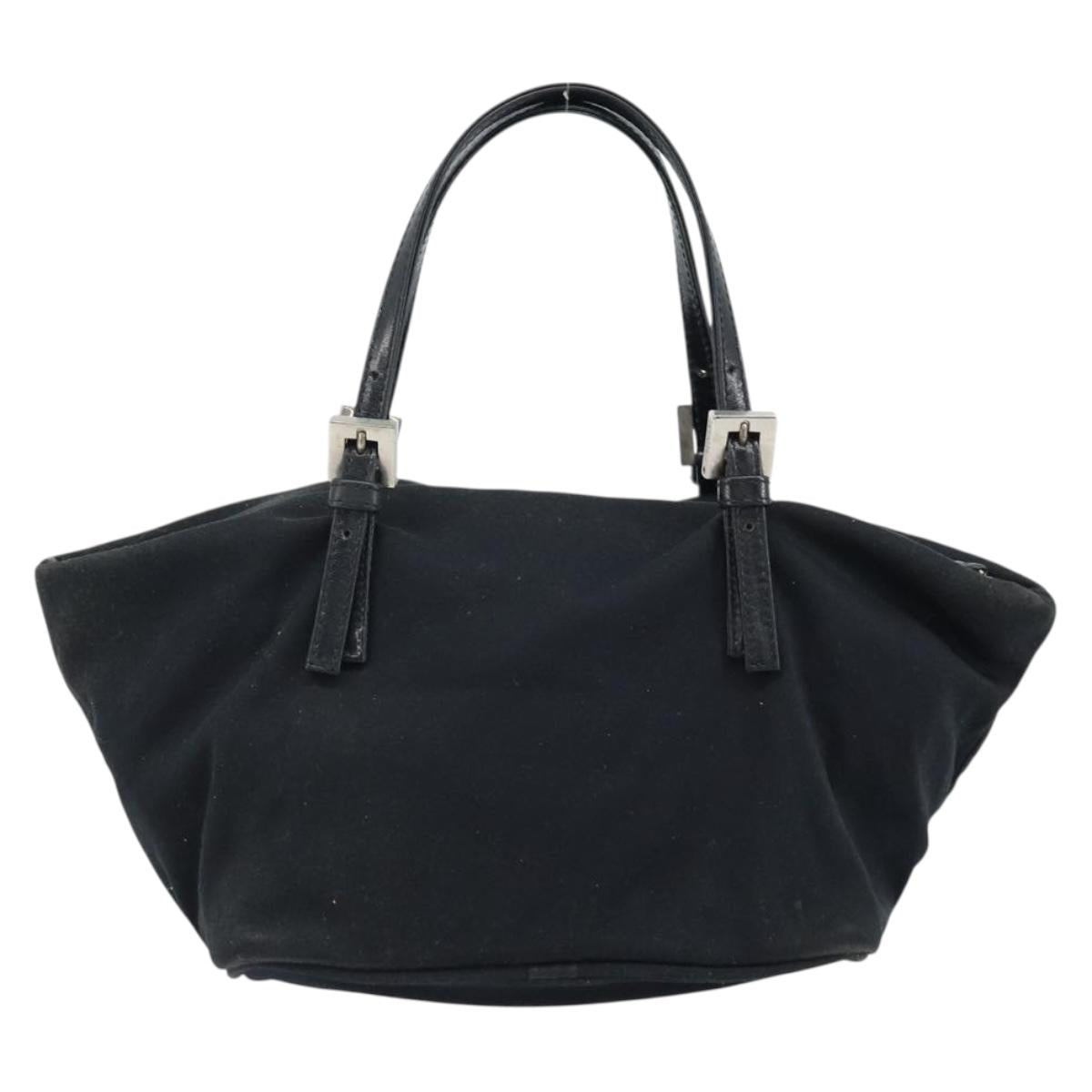 FENDI Hand Bag Nylon Black Silver Auth bs33538