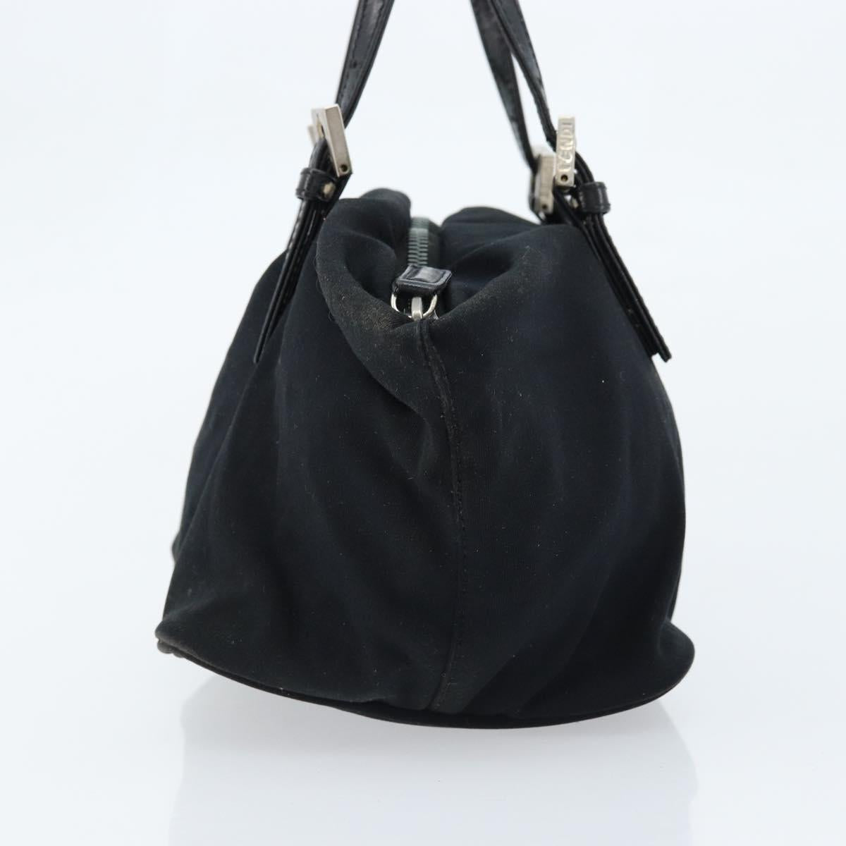 FENDI Hand Bag Nylon Black Silver Auth bs33538