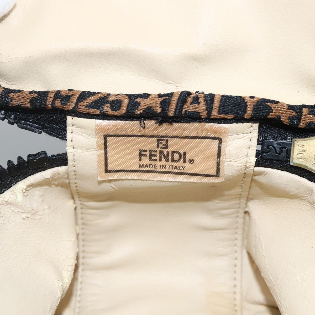 FENDI Hand Bag Canvas Black Gold Auth bs33540
