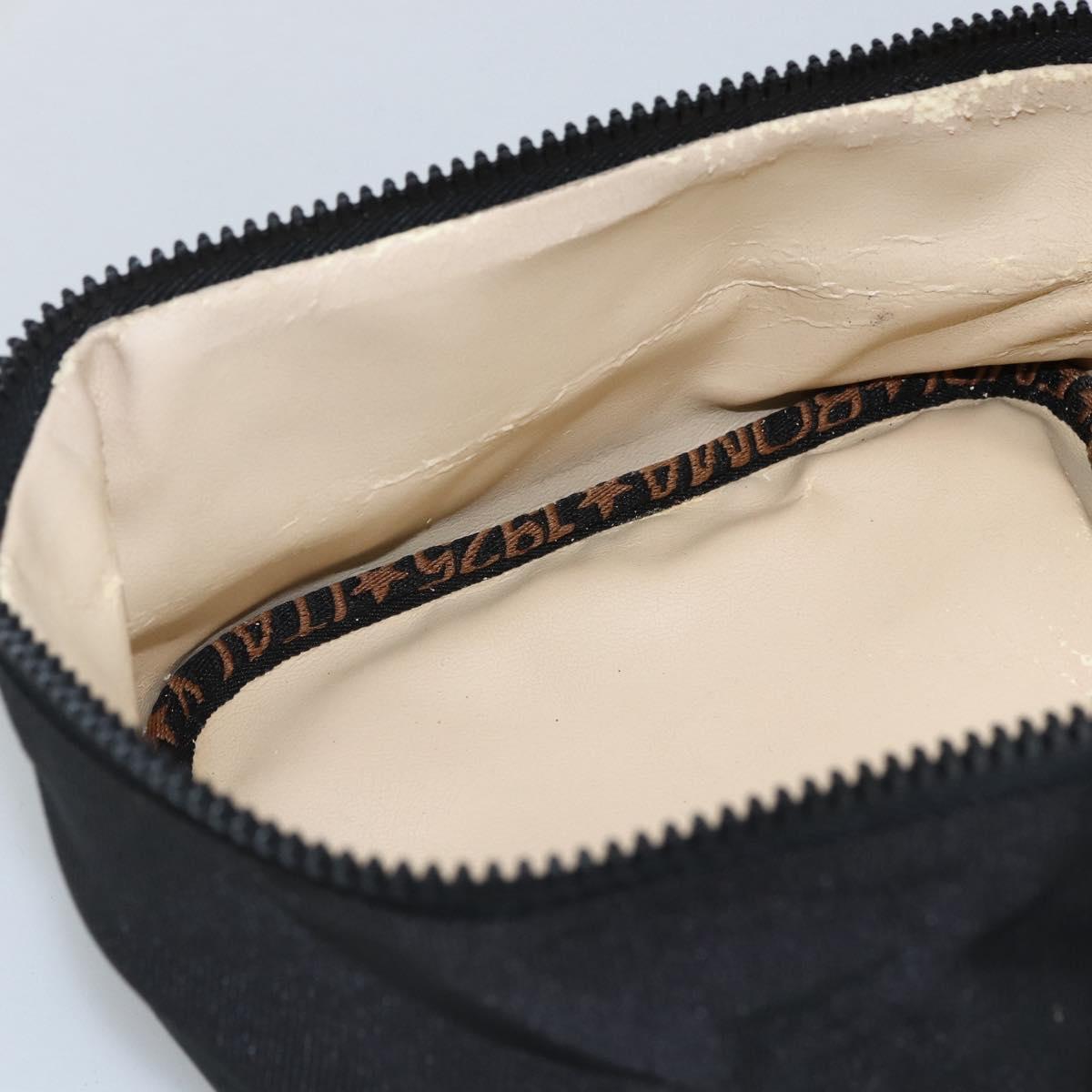 FENDI Hand Bag Canvas Black Gold Auth bs33540