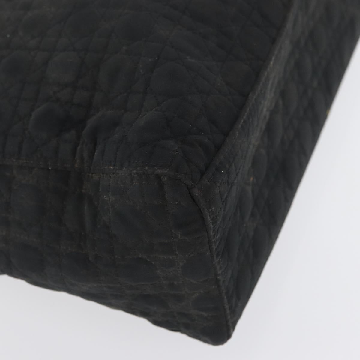 Christian Dior Canage Hand Bag Nylon Black Gold Auth bs33545