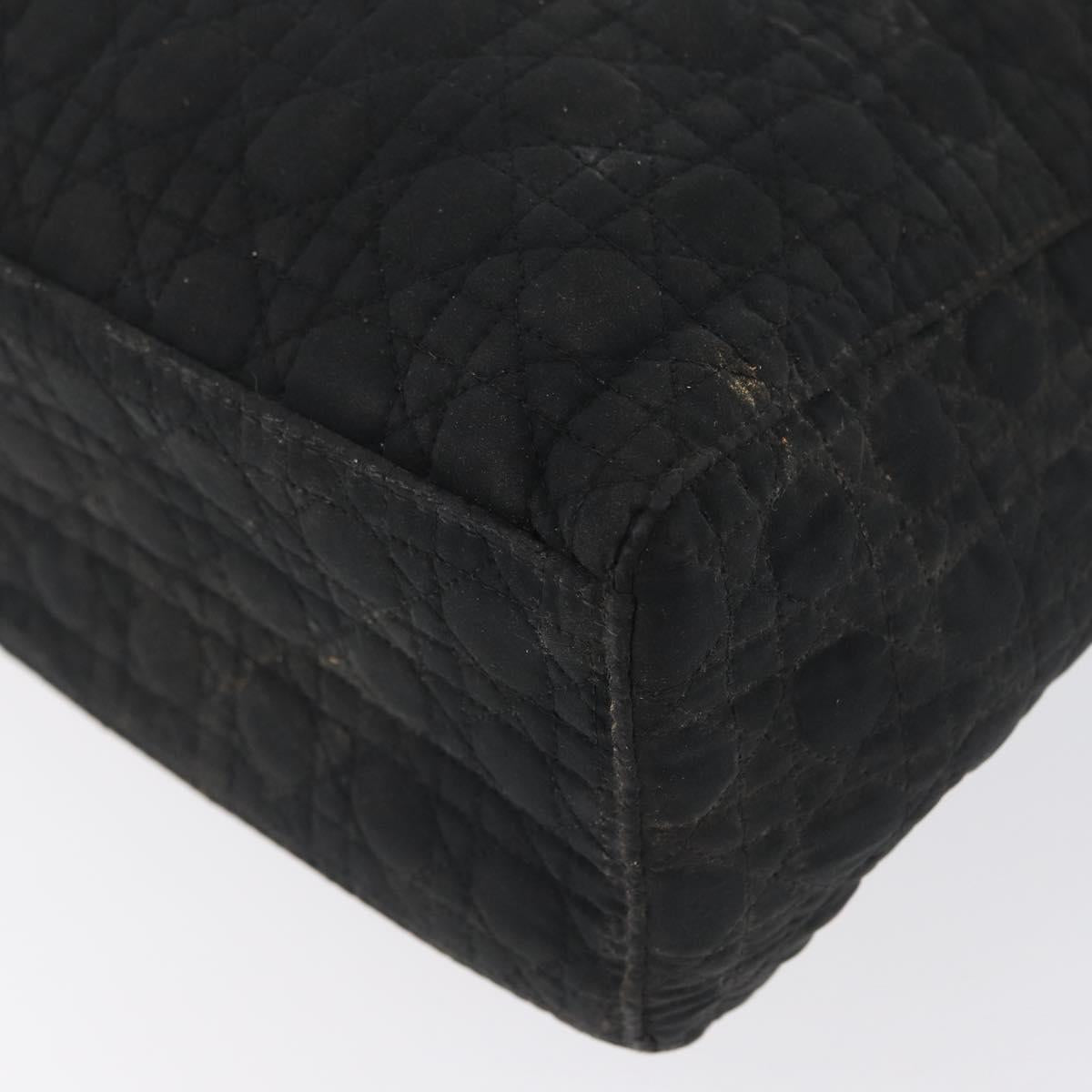Christian Dior Canage Hand Bag Nylon Black Gold Auth bs33545