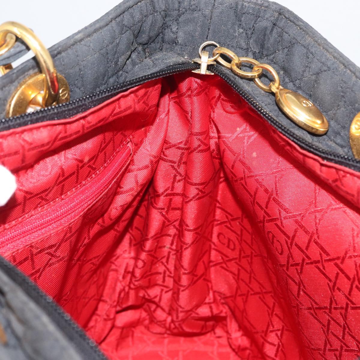 Christian Dior Canage Hand Bag Nylon Black Gold Auth bs33545