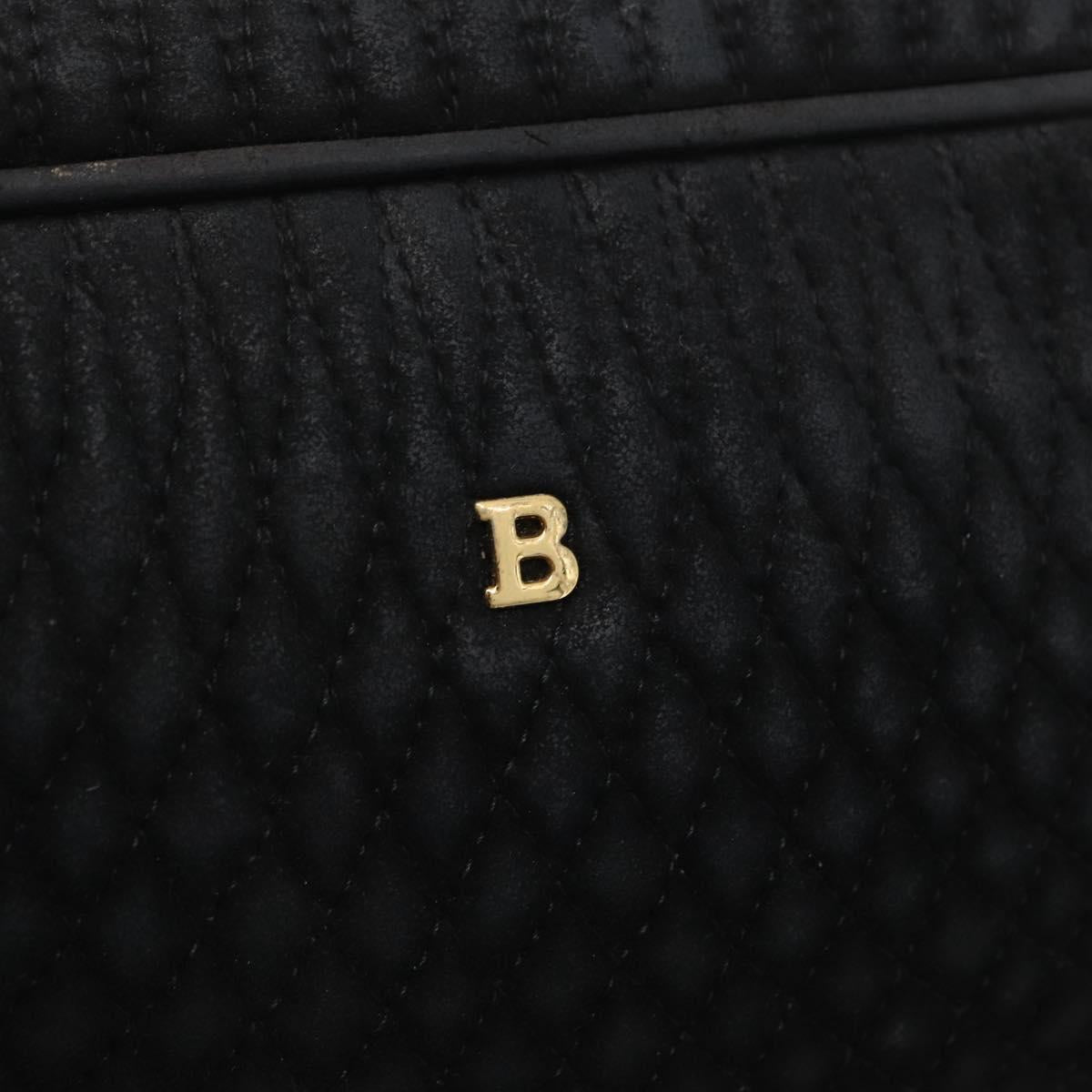 BALLY Chain Shoulder Bag Suede Black Gold Auth bs33547