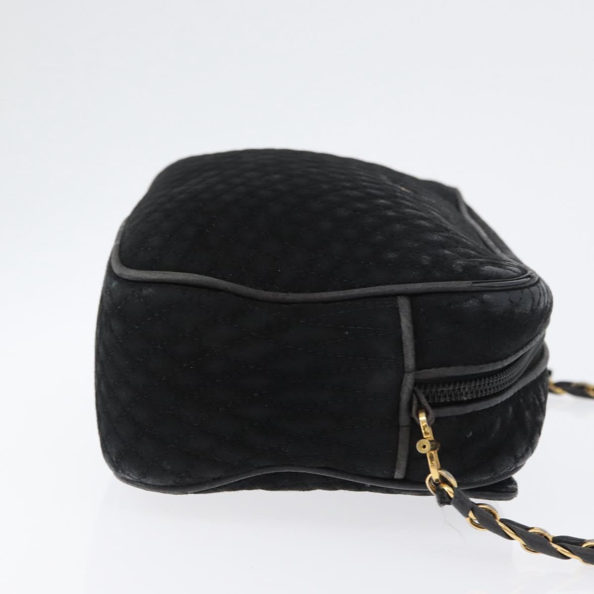 BALLY Chain Shoulder Bag Suede Black Gold Auth bs33547