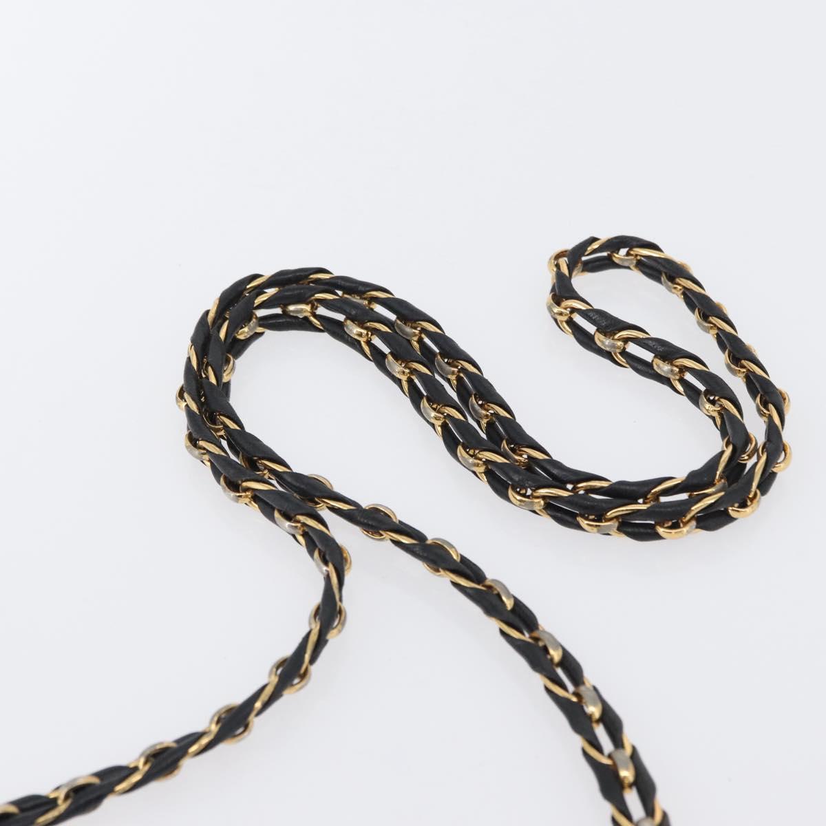 BALLY Chain Shoulder Bag Suede Black Gold Auth bs33547