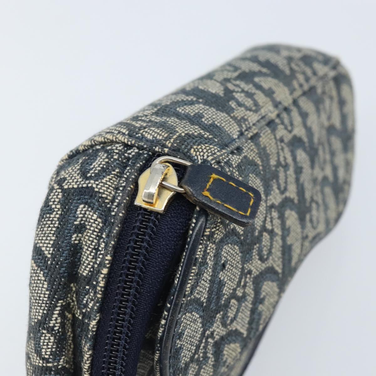 Christian Dior Trotter Canvas Saddle Pouch Navy Silver Auth bs33549