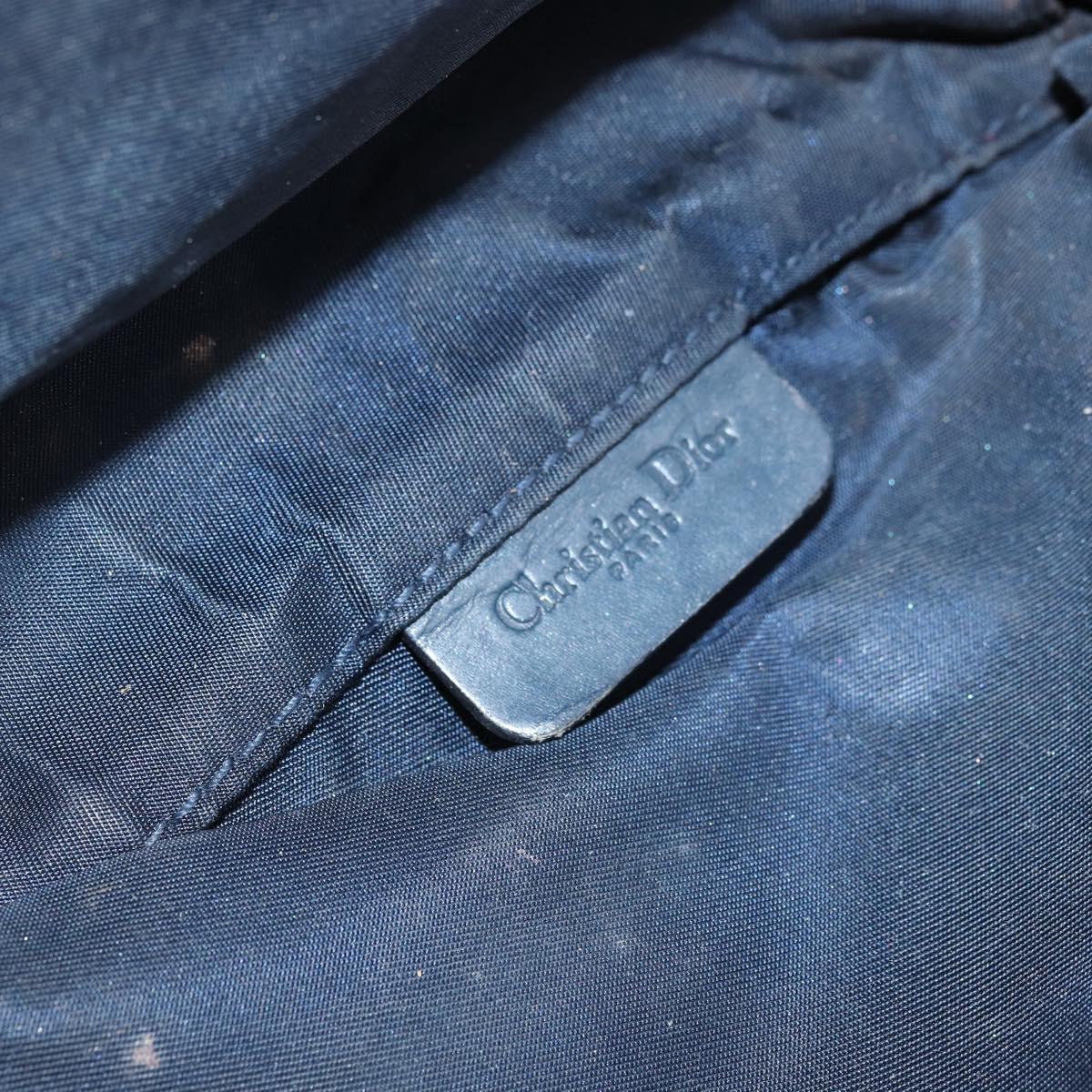 Christian Dior Trotter Canvas Saddle Pouch Navy Silver Auth bs33549