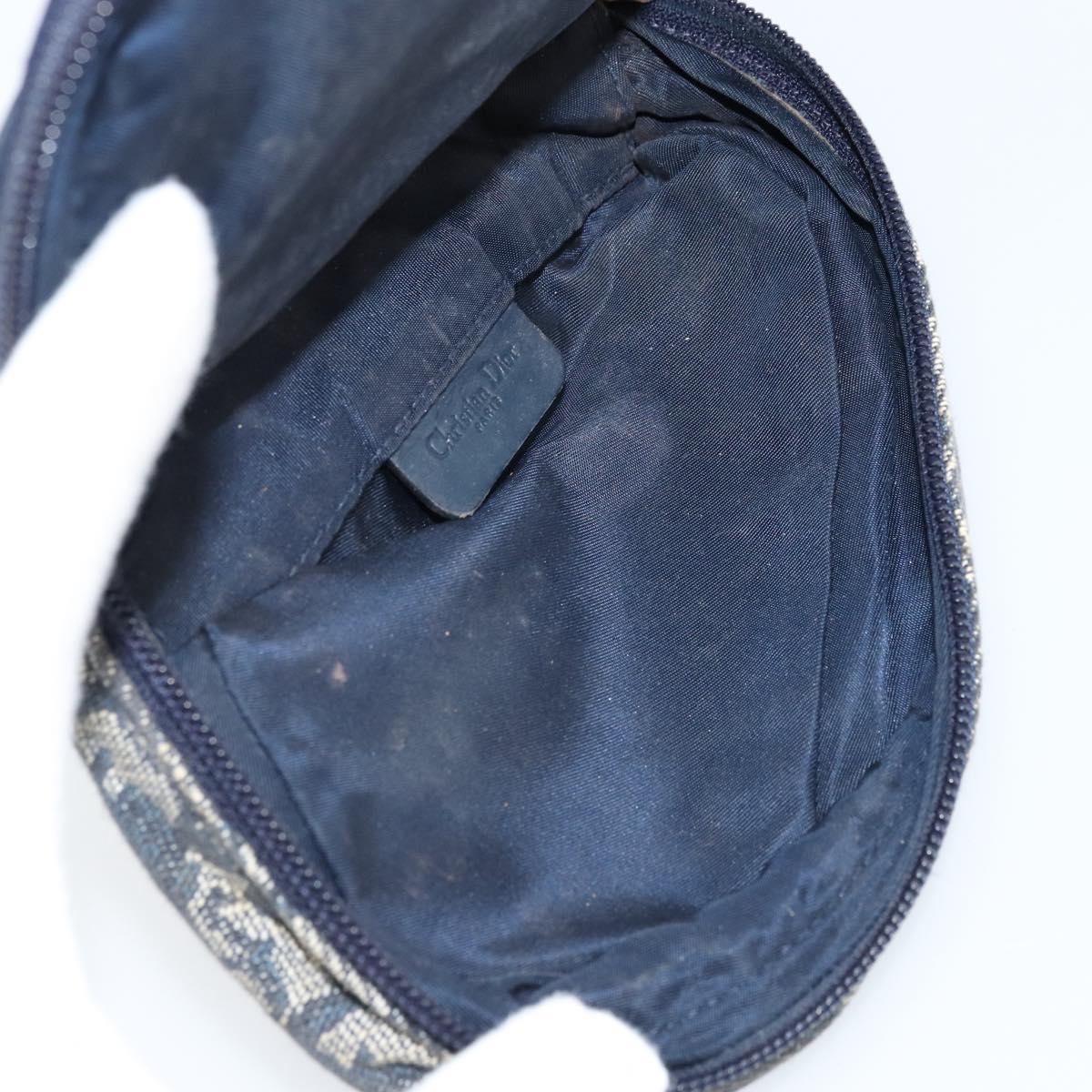 Christian Dior Trotter Canvas Saddle Pouch Navy Silver Auth bs33549
