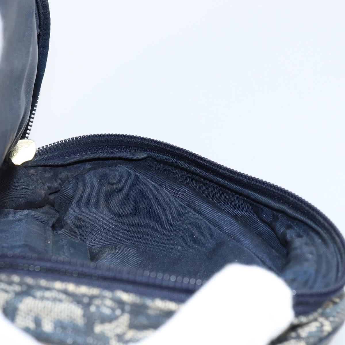 Christian Dior Trotter Canvas Saddle Pouch Navy Silver Auth bs33549
