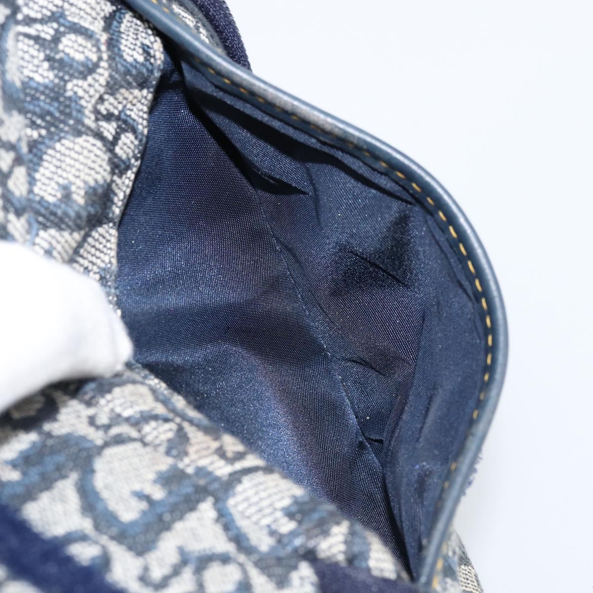Christian Dior Trotter Canvas Saddle Pouch Navy Silver Auth bs33549