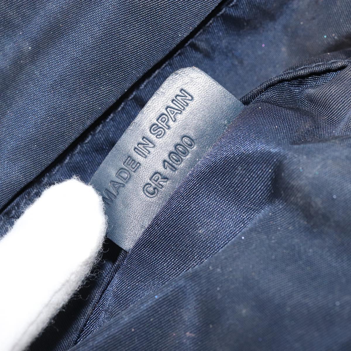 Christian Dior Trotter Canvas Saddle Pouch Navy Silver Auth bs33549