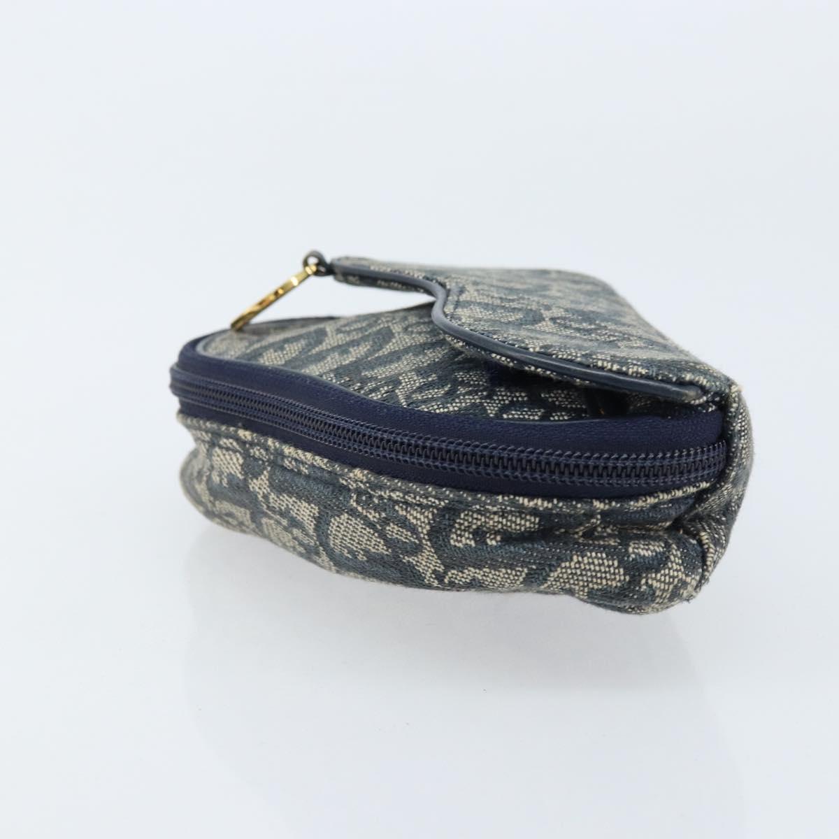 Christian Dior Trotter Canvas Saddle Pouch Navy Silver Auth bs33549