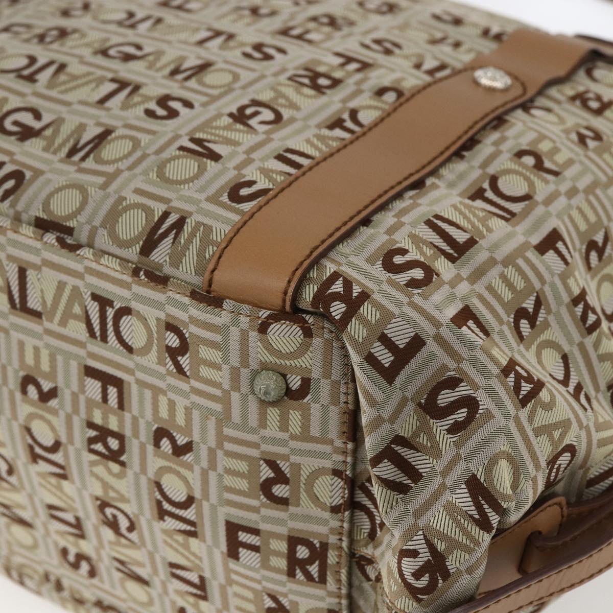 Salvatore Ferragamo Tote Bag Canvas Beige Auth bs33551