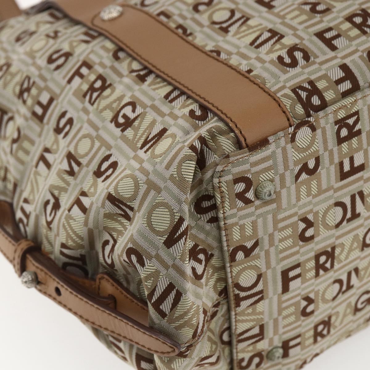 Salvatore Ferragamo Tote Bag Canvas Beige Auth bs33551