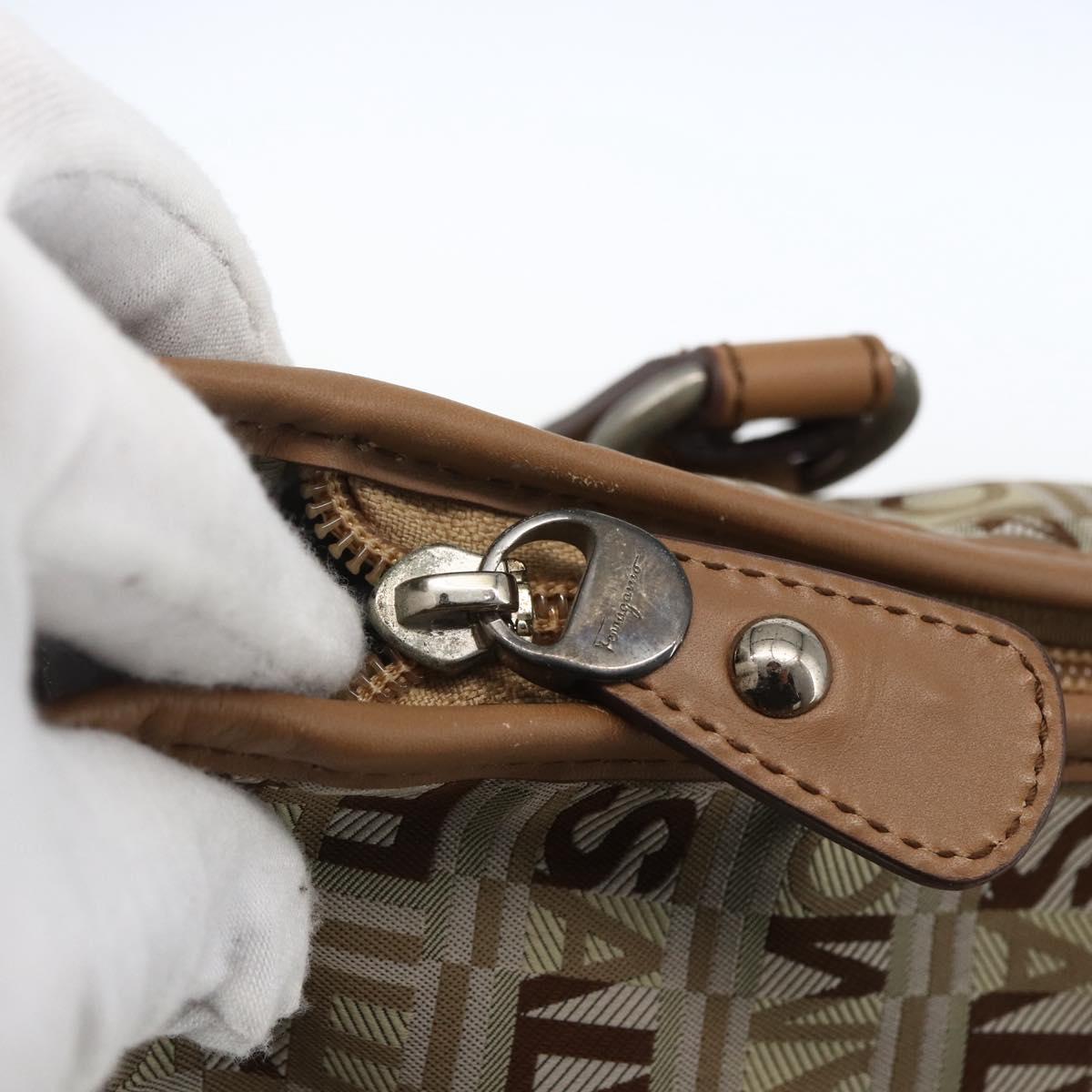 Salvatore Ferragamo Tote Bag Canvas Beige Auth bs33551