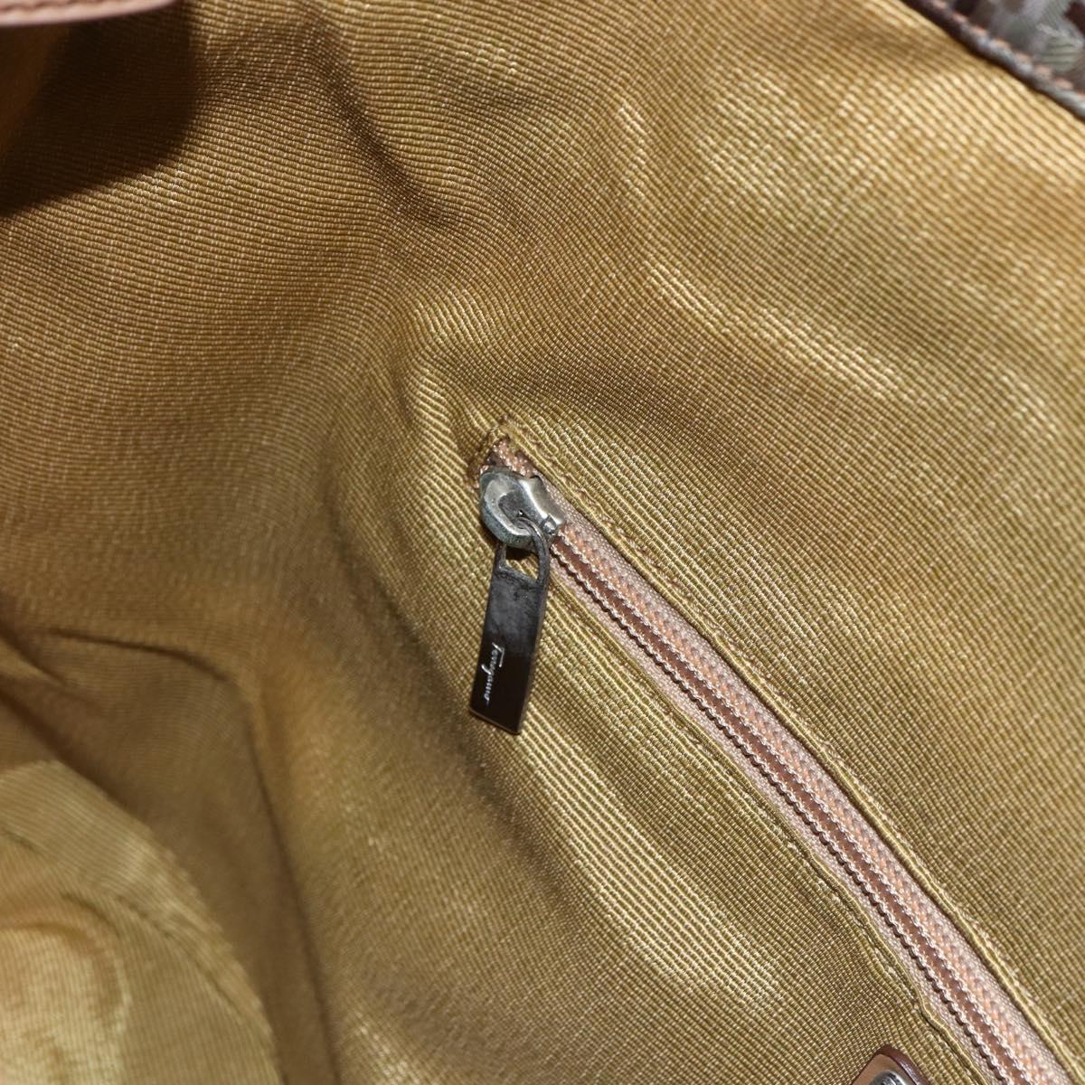 Salvatore Ferragamo Tote Bag Canvas Beige Auth bs33551