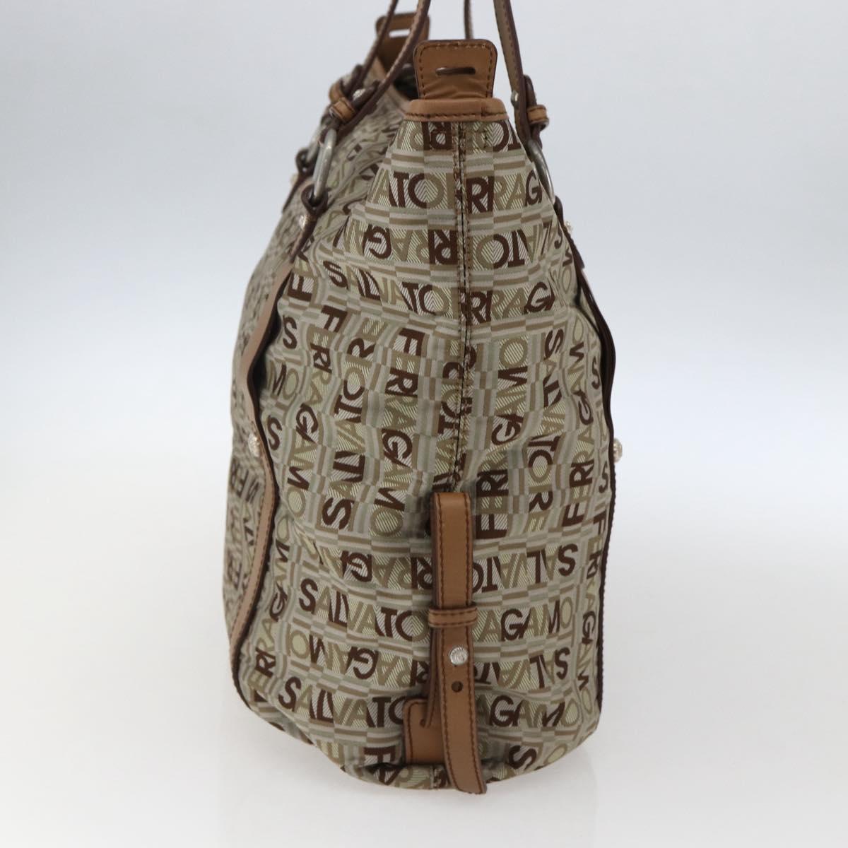 Salvatore Ferragamo Tote Bag Canvas Beige Auth bs33551