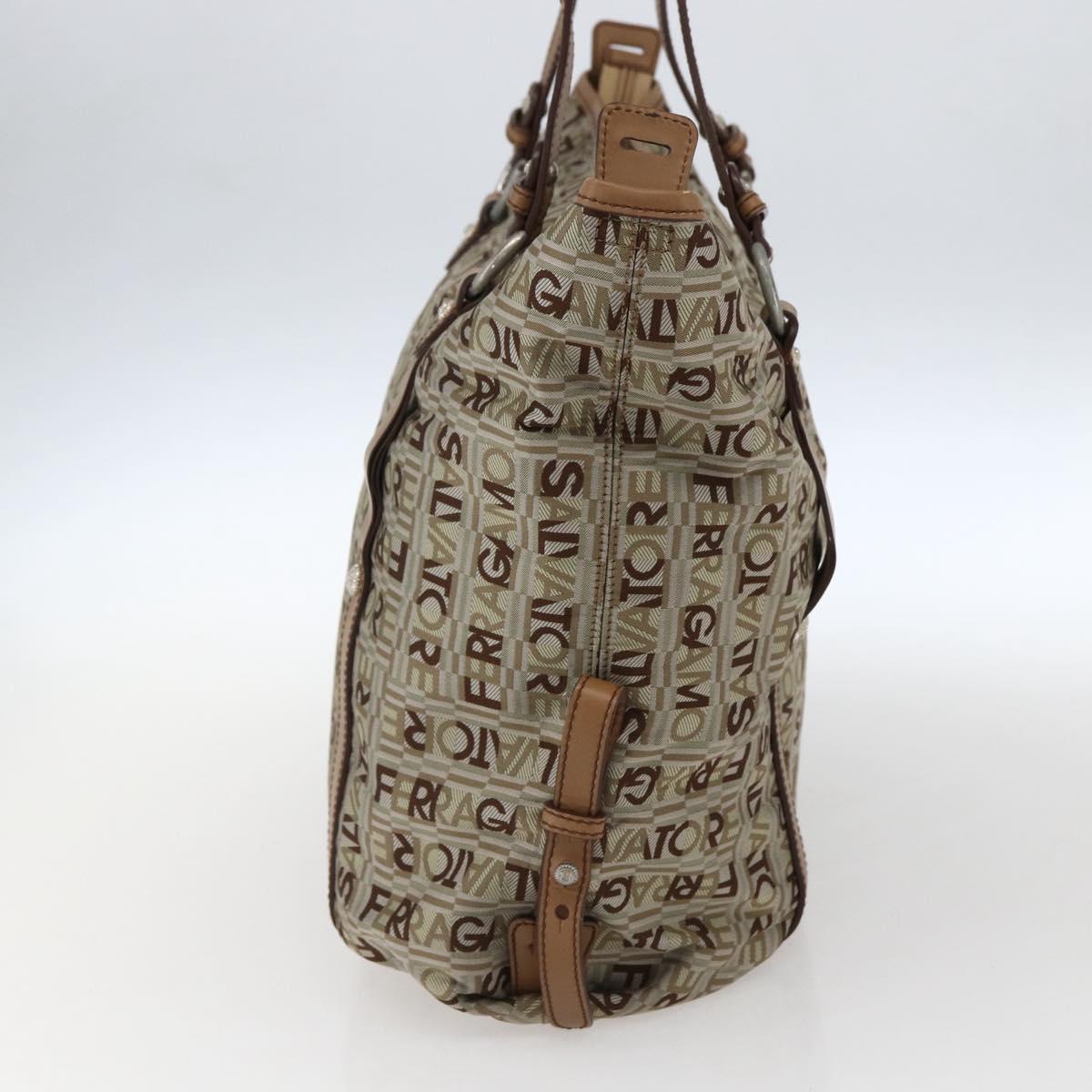 Salvatore Ferragamo Tote Bag Canvas Beige Auth bs33551