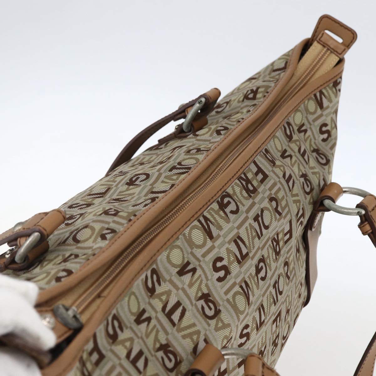 Salvatore Ferragamo Tote Bag Canvas Beige Auth bs33551
