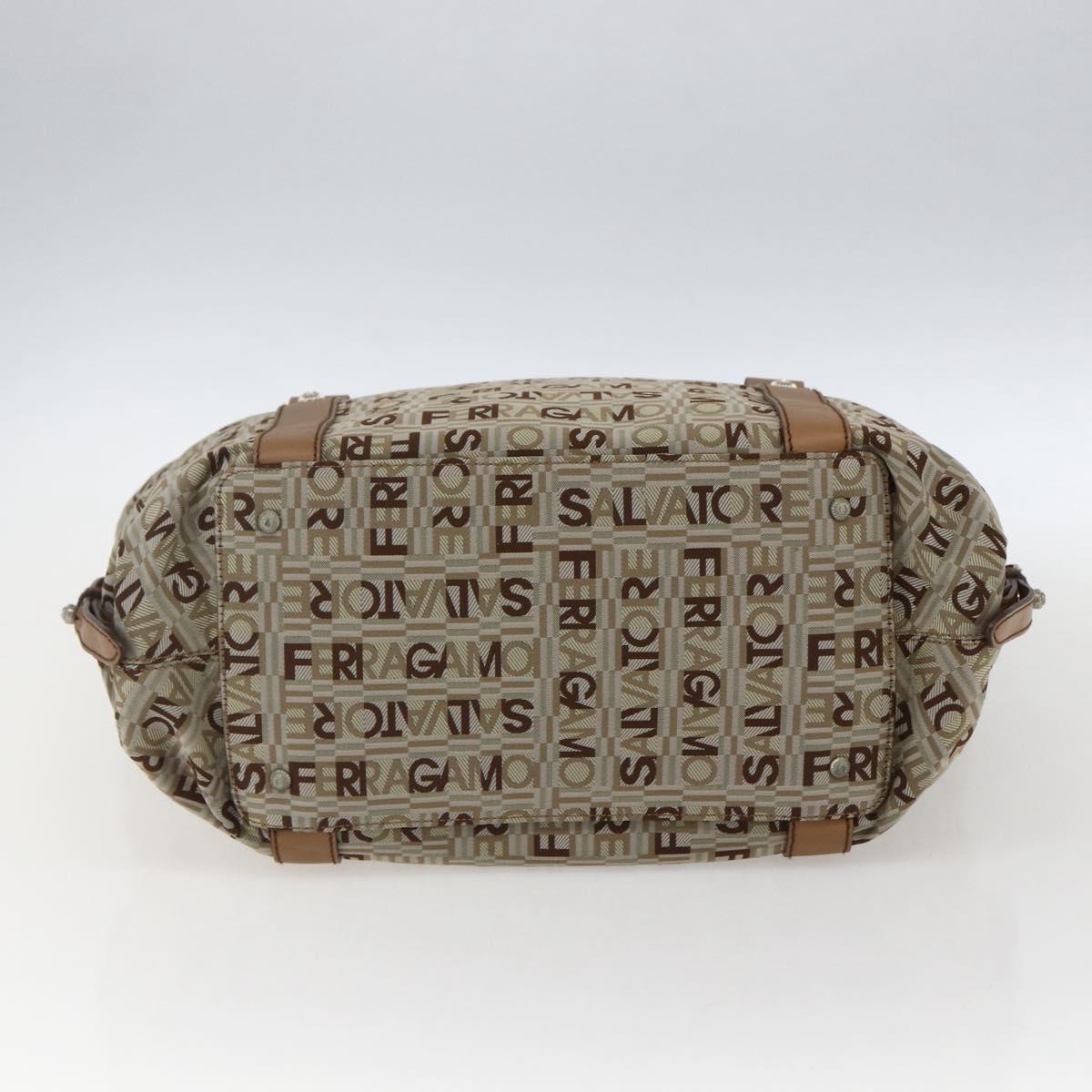 Salvatore Ferragamo Tote Bag Canvas Beige Auth bs33551