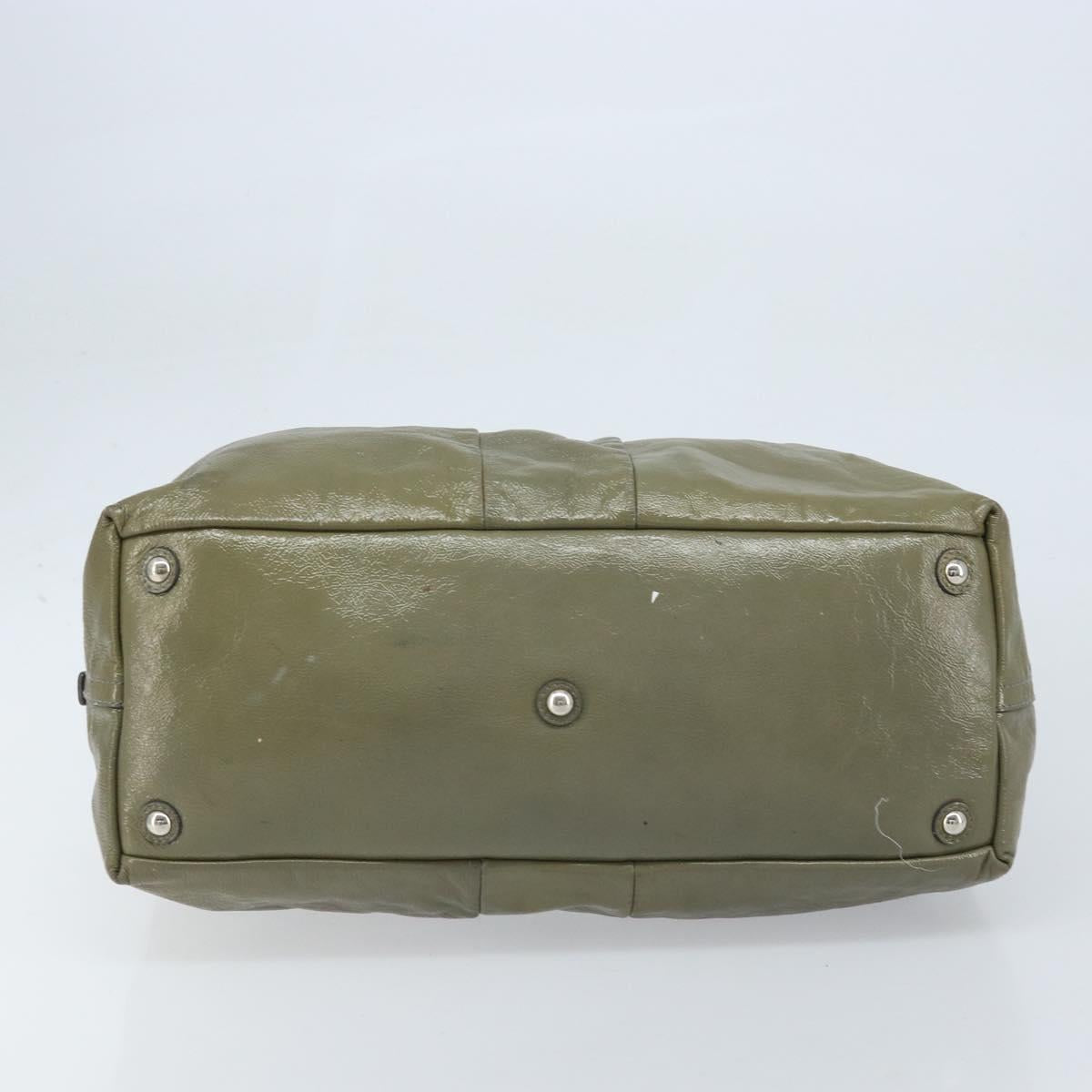 SAINT LAURENT Hand Bag Patent leather Khaki Silver 208314 Auth bs33552