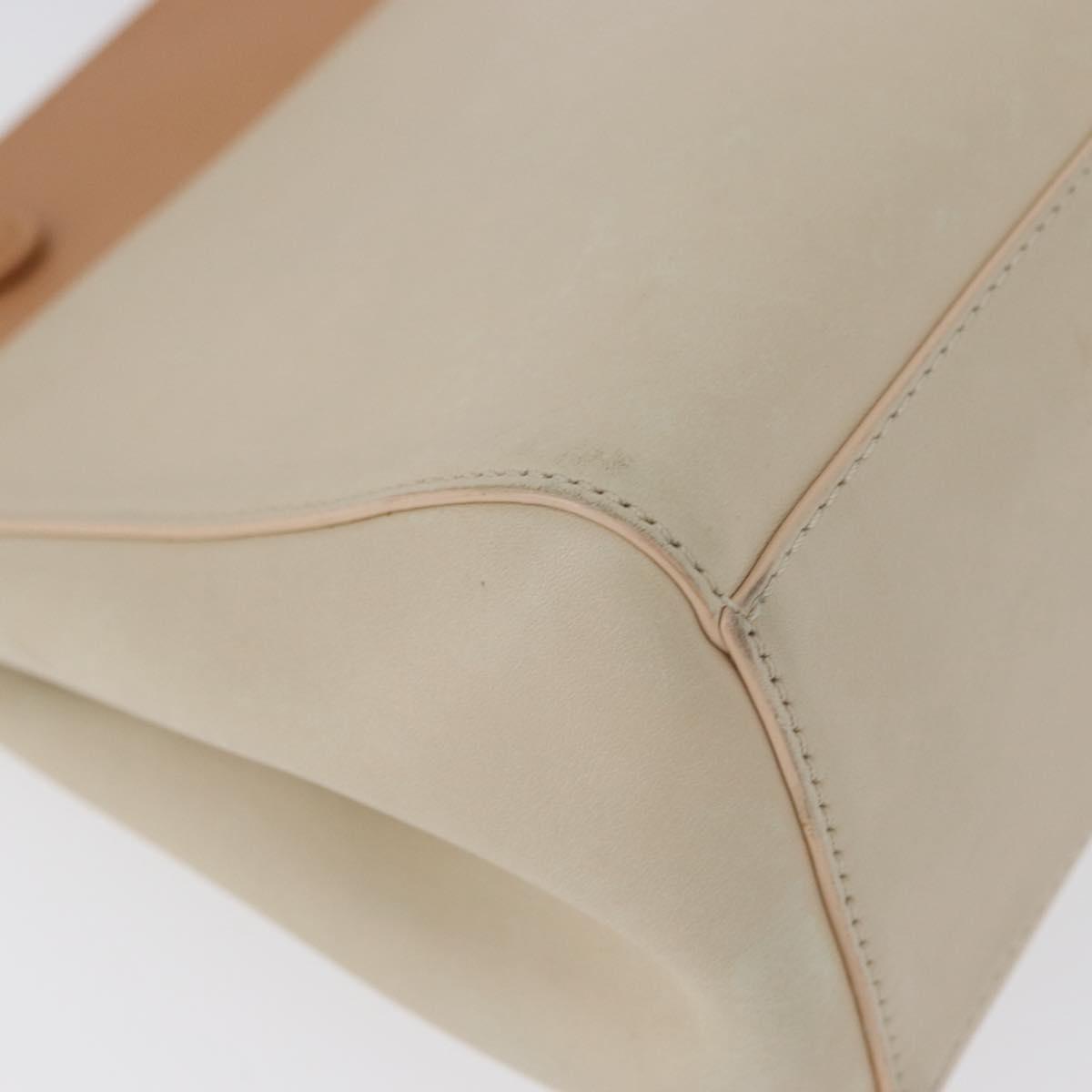 CARTIER Hand Bag Leather Beige Silver Auth bs33554