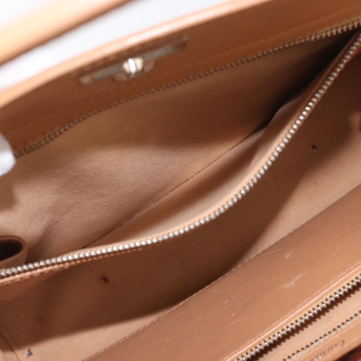 CARTIER Hand Bag Leather Beige Silver Auth bs33554