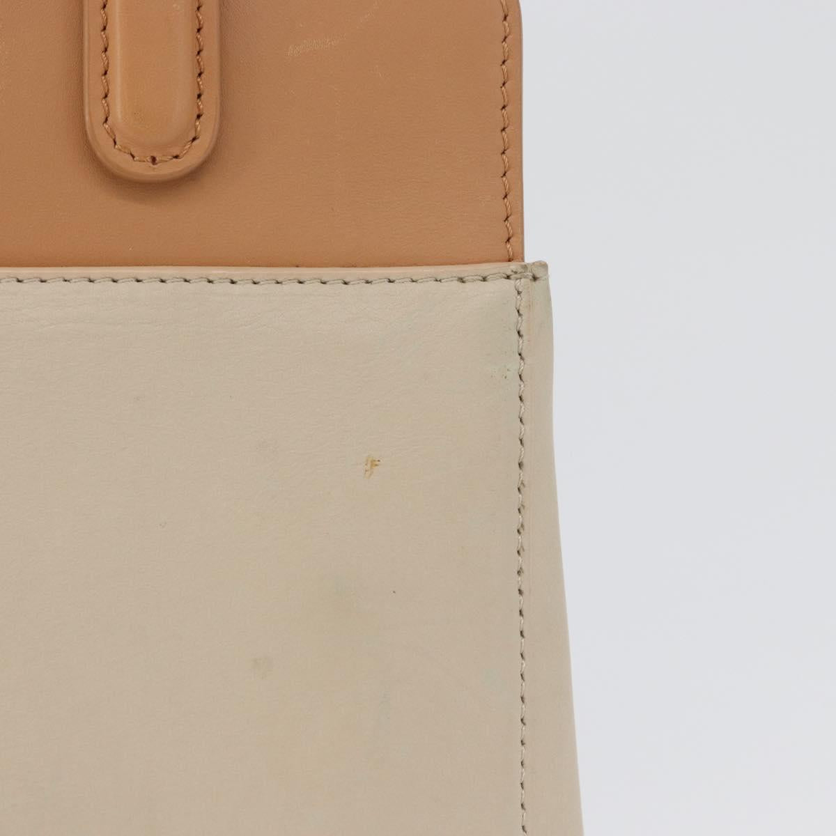 CARTIER Hand Bag Leather Beige Silver Auth bs33554