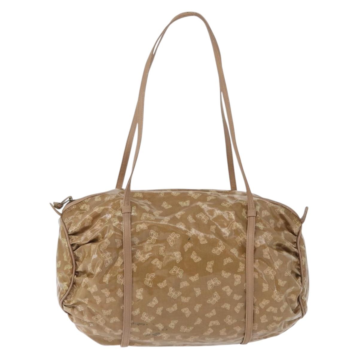 BOTTEGA VENETA Hand Bag Coated Canvas Beige Gold Auth bs33556